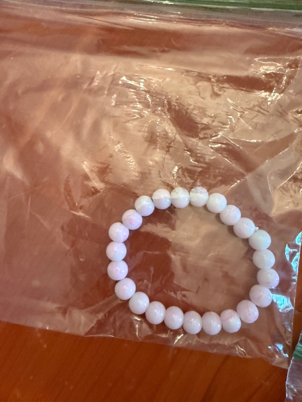 Pink and white beaded elastic bracelet NWOT